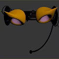 Black Computer Headphones With Orange Glowing Ears Colorful Lights And Microphone