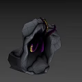 Game and Movie Character Purple Tentacles With Yellow Spots On Gray Rock