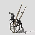 Decorative Vintage Wooden Wheelbarrow Garden Ornament with Black Components and Wheel