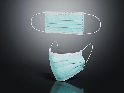 Light Blue Disposable Protective Face Masks Two Pieces For Daily Hygiene Use 3d model