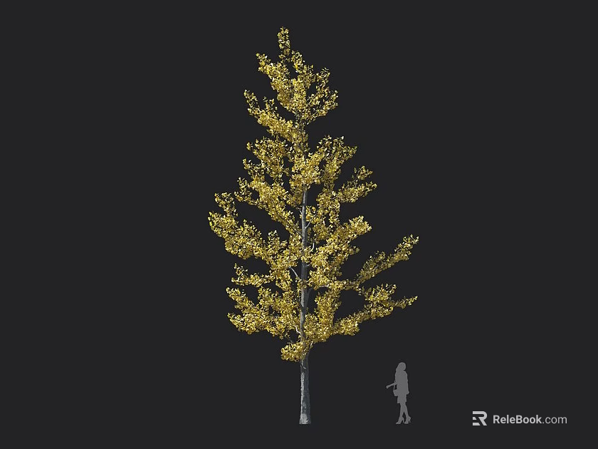 Tall Golden Leaf Arbor with Human Figure for Scale on Black Background 3d model 