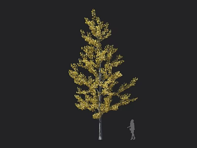 Tall Golden Leaf Arbor with Human Figure for Scale on Black Background 3d model