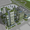 Modern High Rise Office Building With Glass Facade Unique Design And Multiple Towers