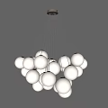 Modern Hanging Chandelier With White Spherical Lamps For Stylish Interior Decor