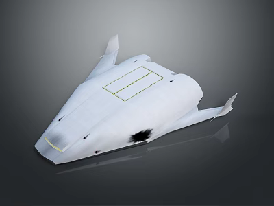 Sleek White Space Exploration Aerospace Craft With Wing Structure Yellow Lines And Black Spot 3d model