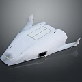 Sleek White Space Exploration Aerospace Craft With Wing Structure Yellow Lines And Black Spot