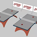 Table Tennis Room With Blue Tables Red Legs And DHS Brand Backboards
