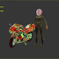 Red Sports Motorcycle Parked With Helmeted Rider In Black Outfit Standing Nearby
