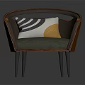 Stylish Leisure Chair With Rattan Frame Green Cushion Geometric Pattern Pillow And Metal Legs