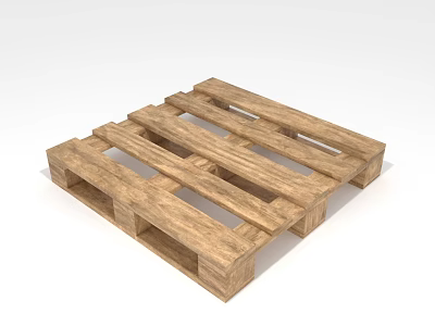Natural Wooden Pallet Sturdy Structure With Solid Wood Slats For Shipping 3d model