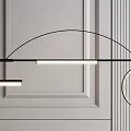 Modern Arched Chandelier With Linear Light And Circular Ring On Striped Wall Decoration 3d model