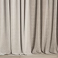 White And Beige Sheer Fabric Curtains With Geometric Pattern Bottom For Indoor Window 3d model
