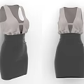 Sleeveless Two Tone Women's Dress With Light Upper Dark Lower And Slim Fit Design For Fashion