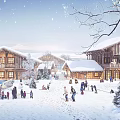 Alpine Mountain Hotel With Snowy Peaks Hot Springs And Wooden Cabins