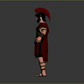 3D Render Of Roman Legionary In Traditional Armor With Red Cape And Plumed Helmet