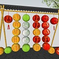 Chinese Lantern Ornaments Paper Lantern New Year Lantern Bamboo Frame 3d model