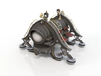 Steampunk Spaceship Model With Retro Mechanical Design And Astronaut Figure 3d model