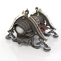 Steampunk Spaceship Model With Retro Mechanical Design And Astronaut Figure 3d model
