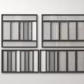 Black Framed Windows With Multiple Glass Panels On White Background 3d model