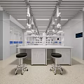 Modern Laboratory Interior With Workbench And Stools 3d model