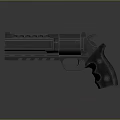 Black Modern Revolver With Metal Construction Holes And Shiny Finish On Dark Background