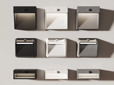 Modern Wall Lamps In Black White Grey Colors With Minimalist Designs For Home Decor 3d model