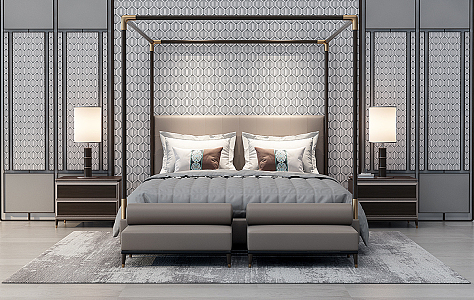 Background double bed 3d model