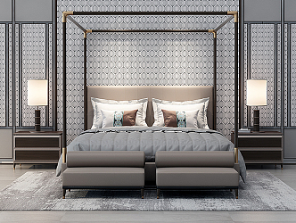 Background double bed 3d model