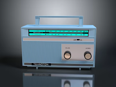 IONION Vintage Retro Radio With Portable Handle Green Tuning Dial And Knobs 3d model