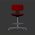 Red Upholstered Swivel Bar Stool With Metal Base Backrest And Wheels