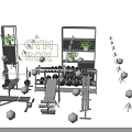Home Gym Box With Dumbbells Barbells Weight Benches Storage Racks And Green Plants