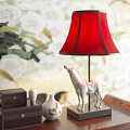 Traditional Console Table With Red Lampshade White Ceramic Horse And Decorative Pieces
