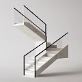 Modern Marble Staircase With Glass Railing And Black Metal Frame Design