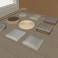 Cozy Japanese Style Tea Table And Chairs With Round And Square Cushions In Neutral Tones