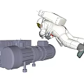 Cartoon Scene of Astronaut Floating in Space With Futuristic Machine and Starry Galaxy