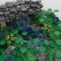 Detailed Lego Tree Model With Red Fruits Small Building And Green Grass