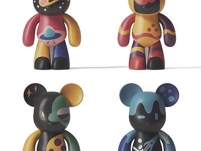 Colorful Cartoon Character Sculptures with Modern Design and Diverse Vibrant Patterns 3d model