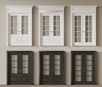 French double door glass door 3d model