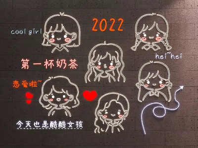 Modern decorative lights neon 3d model