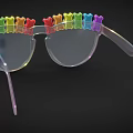 Unique Colorful Bear Shaped Jewelry Decorated On Clear Lens Sunglasses Frame