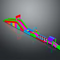 Colorful Inflatable Play Structure With Slide Obstacle And Checkerboard Finish For Kids