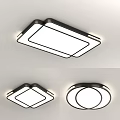 Modern Ceiling Lights with Rectangular Diamond and Round Shapes in Sleek Design 3d model