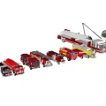 Assorted Red Yellow Utility Vehicles With Ladders And Rescue Equipment 3d model