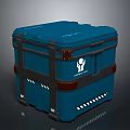 Blue Heavy Duty Equipment Container With Straps And White Logo Design For Storage