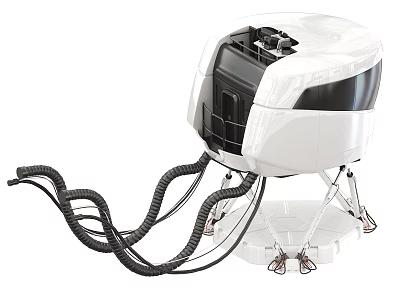 Modern White Technical Equipment Featuring Black Hoses And Stable Support Base 3d model