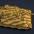 Military Tank With Camouflage Pattern Turret Gun Barrel And Tracks