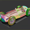 Vintage White Race Car Model With Pink Accents And Reflective Surface