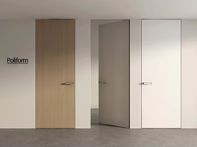 Poliform Modern Interior Featuring Open Wooden Gray And White Hinged Doors 3d model