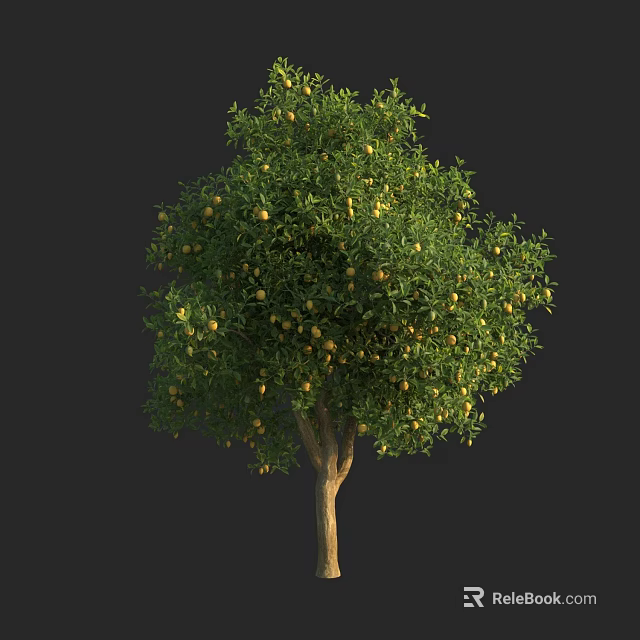 Lush Arbor With Green Leaves Abundant Yellow Fruits And Sturdy Brown Trunk 3d model 
