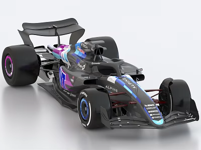 Formula 1 Race Car With Sleek Aerodynamic Design And Colorful Accents 3d model